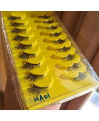 HA01 - رموش تركيب شعر منك نص جفن 9 أزواج