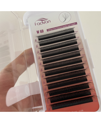 رموش بناء – 6D W Lashes – الطول 8 إلى 15 مل – السماكة 0.07 مل – إنحناء D