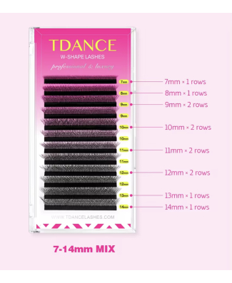 رموش بناء – 4D W Lashes – الطول 7-14 مل – السماكة 0.07 مل – إنحناء M