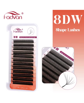 رموش بناء – 8D W Lashes – الطول 8 إلى 14 مل – السماكة 0.07 مل – إنحناء D