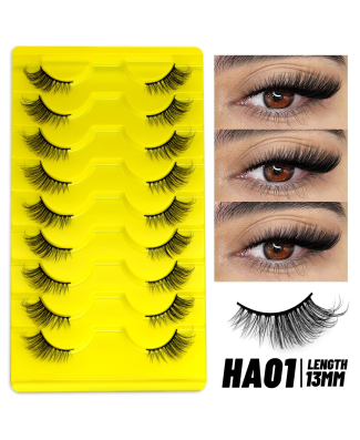HA01 - رموش تركيب شعر منك نص جفن 9 أزواج