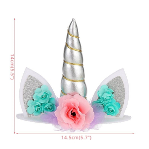 Unicorn - زينة كيك علوية فضي