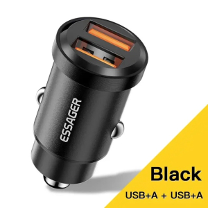 شاحن سيارة بقوة 30 واط و5 أمبير- مخرجين USB - يدعم شحن سريع